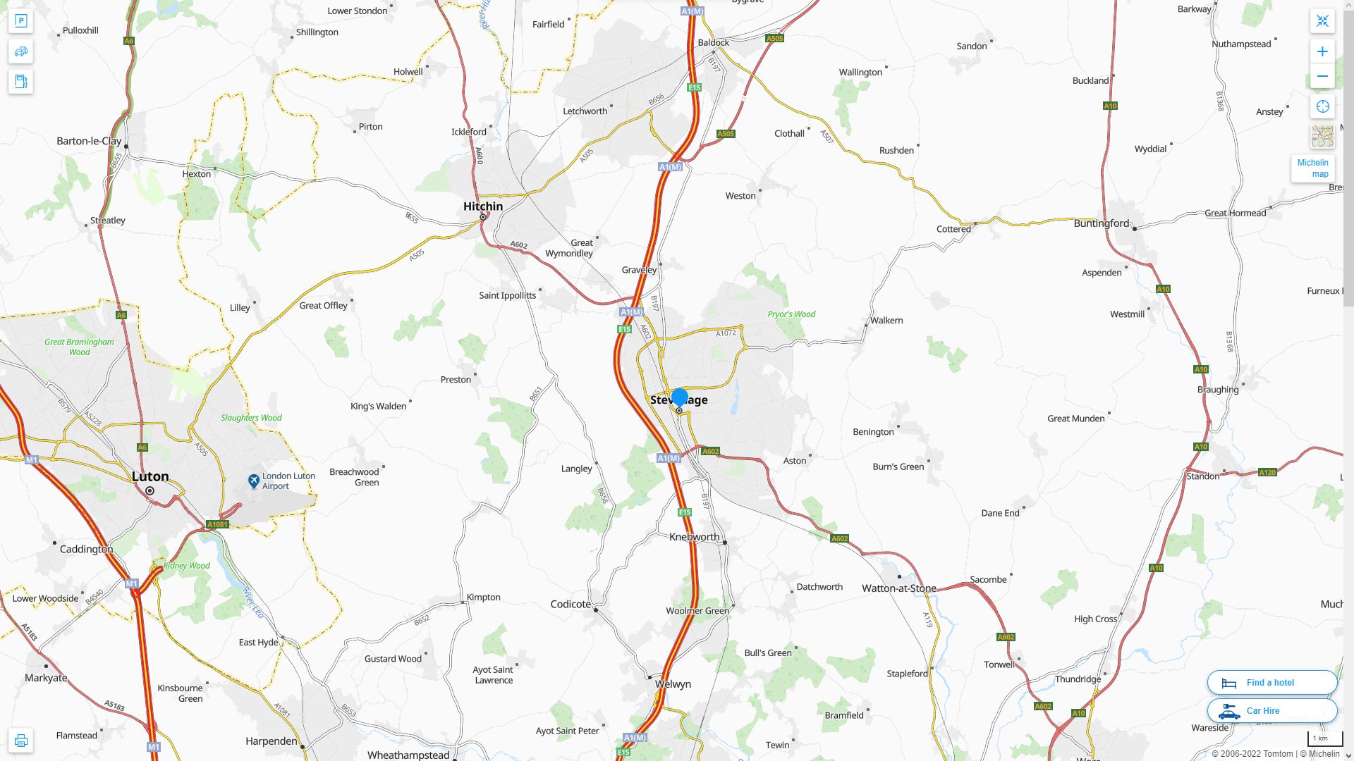 Stevenage Royaume Uni Autoroute et carte routiere
